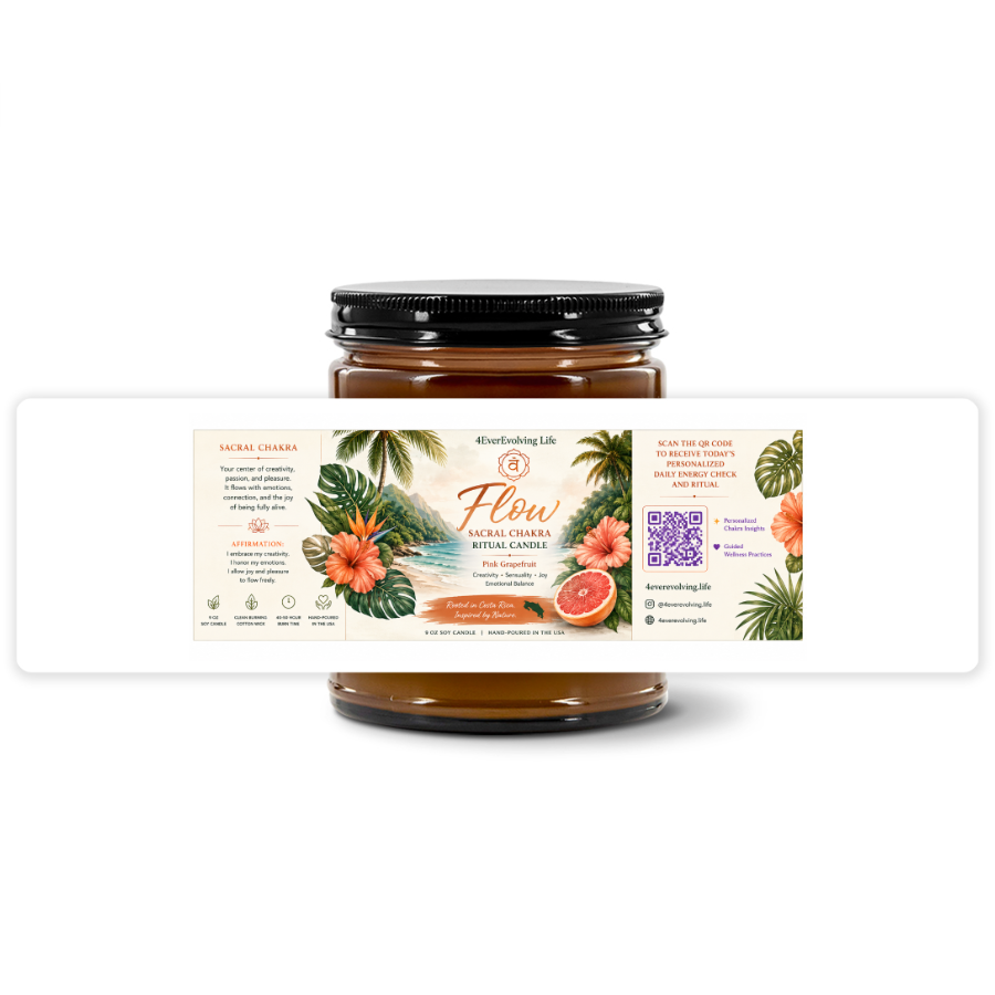 Flow Ritual Candle | Pink Grapefruit | 9 oz Soy Candle | Sacral Chakra | 4EverEvolving Life