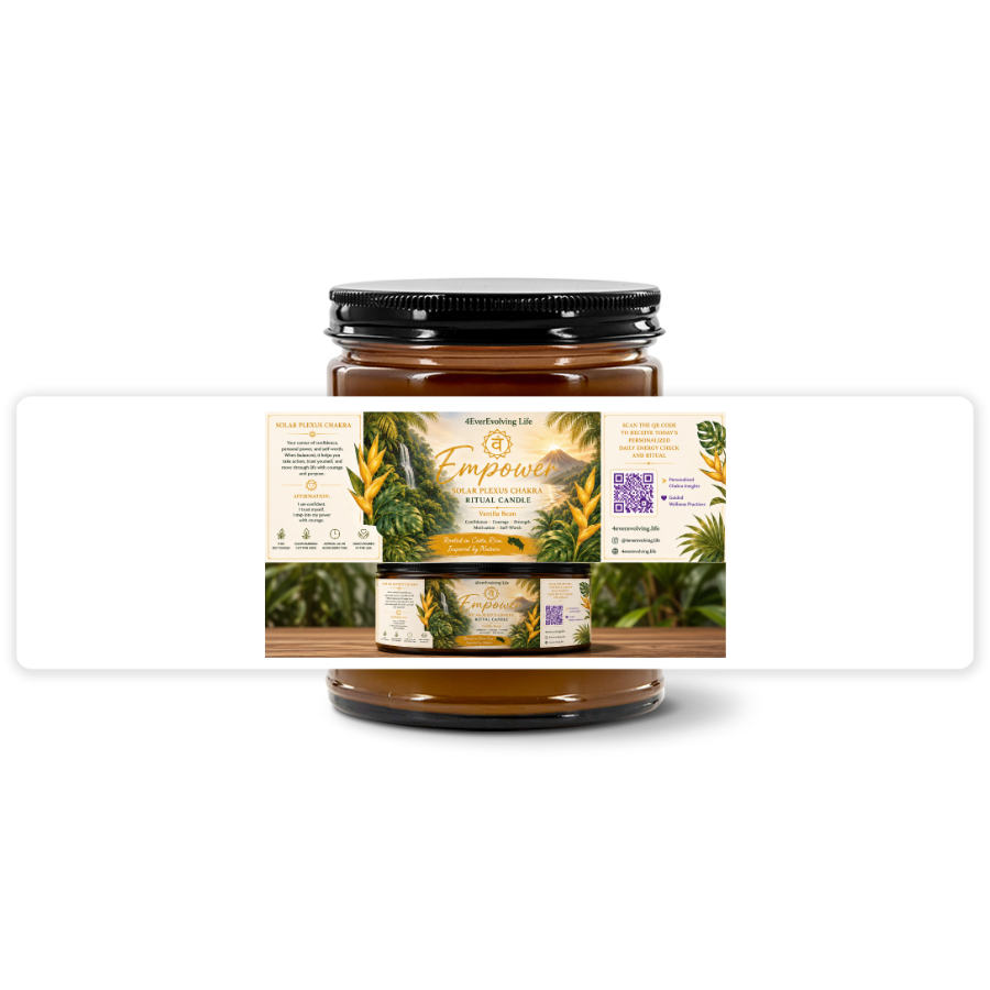 Empower Ritual Candle | Vanilla Bean | 9 oz Soy Candle | Solar Plexus Chakra | 4EverEvolving Life