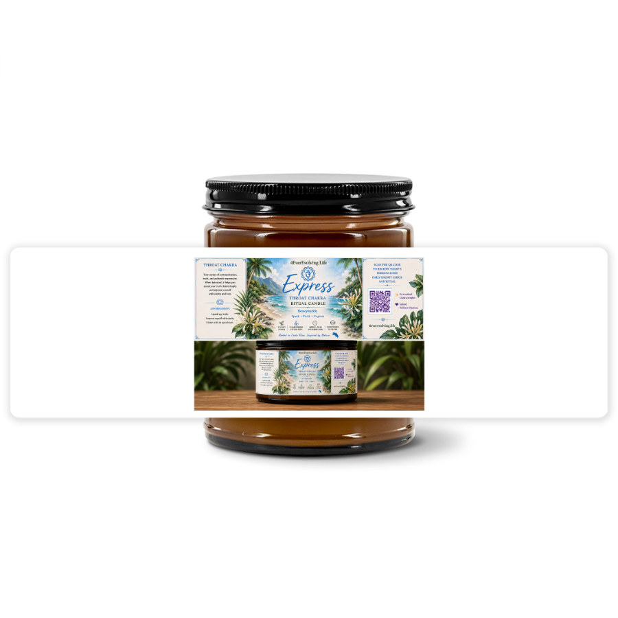 Express Ritual Candle | Honeysuckle | 9 oz Soy Candle | Throat Chakra | 4EverEvolving Life