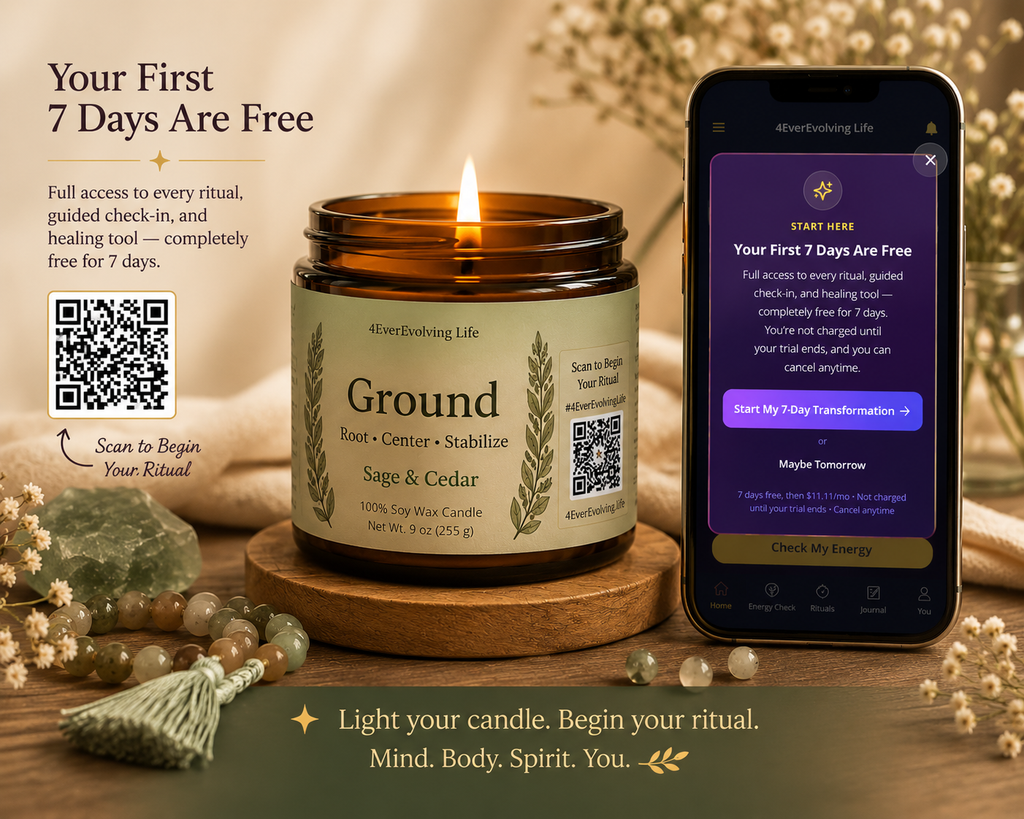 Ground Ritual Candle | Fresh Balsam | 9 oz Soy Candle | Meditation Candle | Self Care Gift | Wellness Candle | 4EverEvolving Life