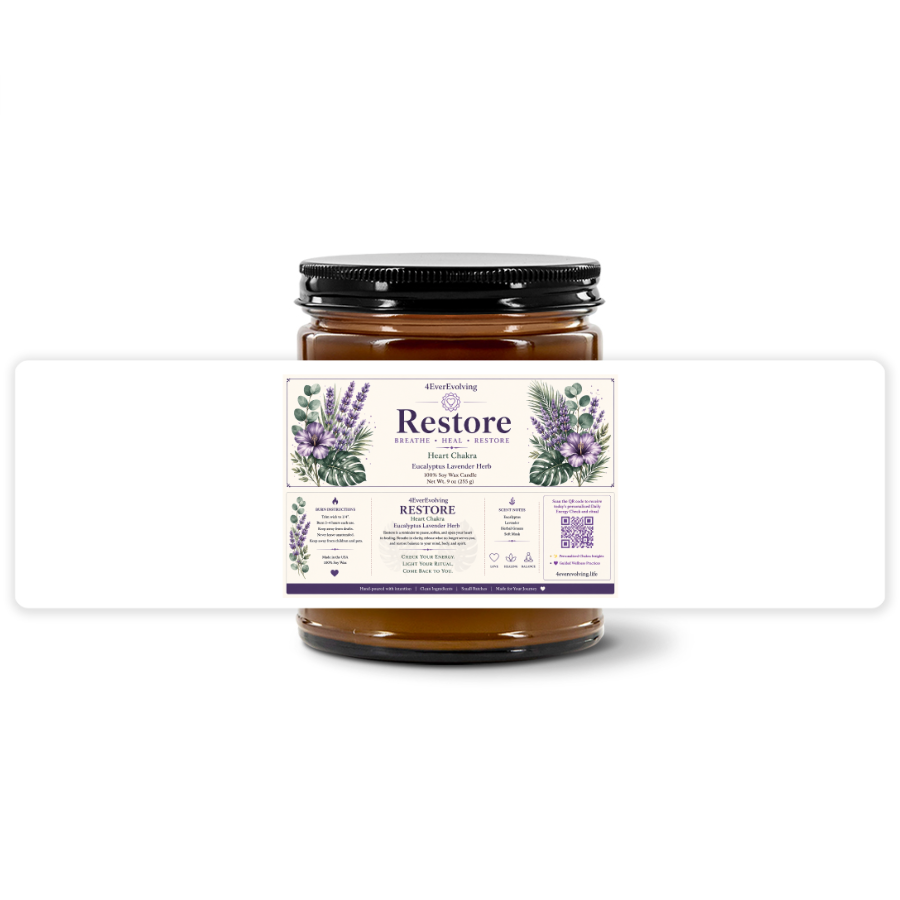 Restore Ritual Candle | Eucalyptus Lavender Herb | 9 oz Soy Candle | Relaxation Candle| 4EverEvolving Life