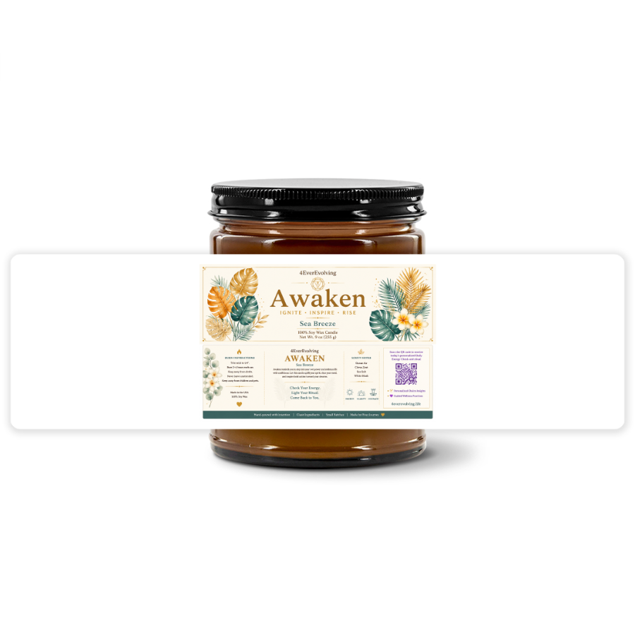 Awaken Ritual Candle | Sea Breeze | 9 oz Soy Candle | Meditation Candle | Self Care Gift | Wellness Candle | 4EverEvolving Life